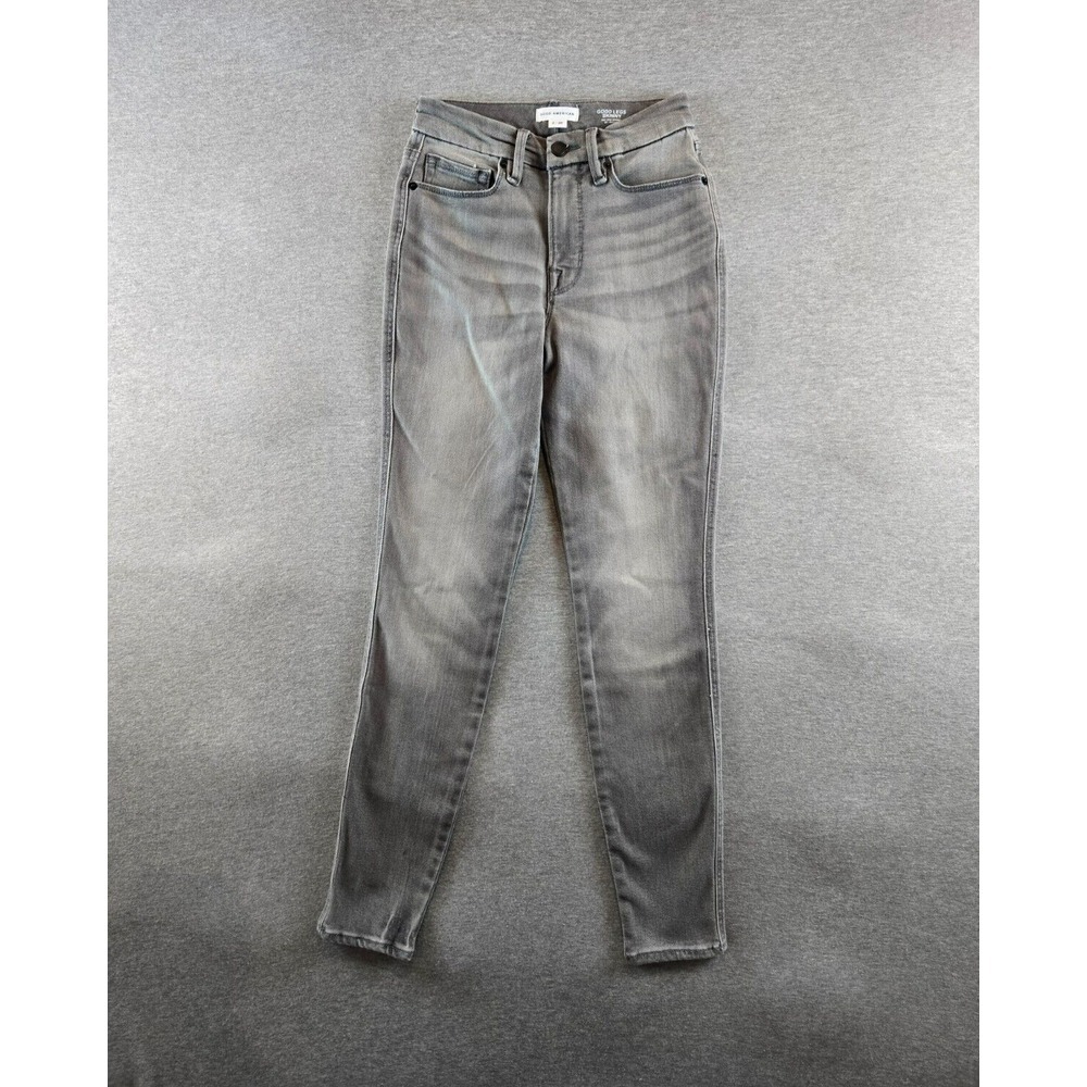 Good American Good Legs Skinny Jeans Mid‎ Rise Size 2/26 Gray Wash Stretch